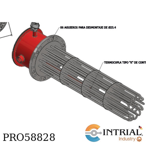 [PRO58828-50KW-INCOLOY] RESISTENCIA DE INMERSION DE 21 ELEMENTOS CON BRIDA 50KW/480V-INCOLLOY 800