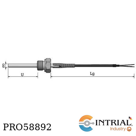 [PRO58892] SENSOR DE TEMPERATURA (RTD) PT-100Ω DE 3 HILOS CON ROSCA FIJA DE 1/4"NPT Y CABLE INTEGRADO INTRIAL
