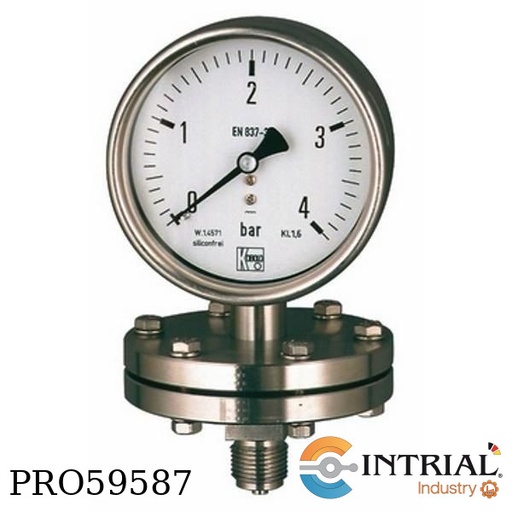 [MAN-RF76-B9-U+DRM-634A80P300+DS2] All Stainless Steel- Pressure Gauges with Bourdon Tube KOBOLD 0...25 bar/Kpa G 1/2 male 100 mm