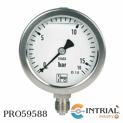 [MAN-RF76-B9-U] All Stainless Steel- Pressure Gauges with Bourdon Tube KOBOLD 0...25 bar/Kpa G 1/2 male 100 mm 80 °C