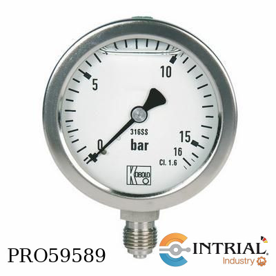 [MAN-RF76-B8_U] All Stainless Steel- Pressure Gauges with Bourdon Tube KOBOLD 0...16 bar/Kpa G 1/2 male 100 mm 80 °C