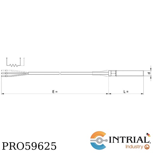 [PRO59625] SENSOR DE TEMPERATURA (RTD) PT-100Ω DE 3 HILOS CON CABLE   -50° C @ 150° C.10m cable  tres hilos