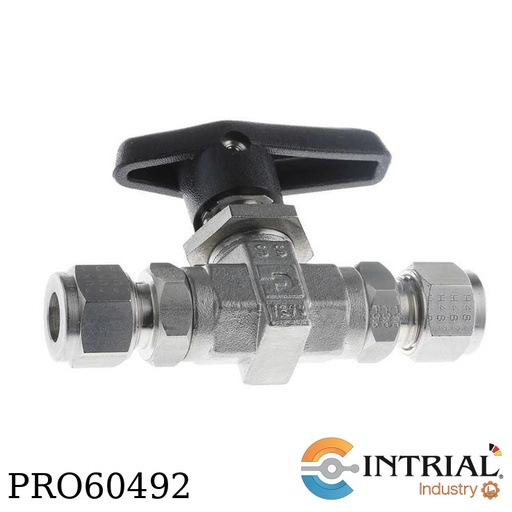 [6A-B6LJ2-SSP] TWO WAY BALL VALVE PARKER3/8" A-LOK PCTFE 316 Stainless Steel