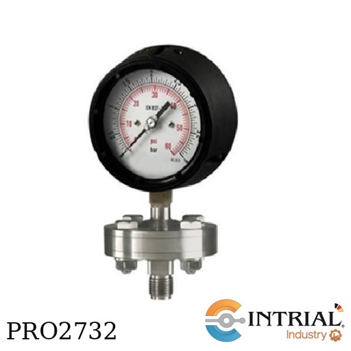 [RF130PGD102(0a60PSI)+MD30-31417W(PFA)] RF130PG,D102 (0 a 60 PSI) + MD30 (31417W) (Manometro Fenolico con sello de diafragma