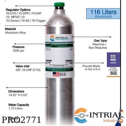 [GP-116L-252-5] Gas calibración 5ppmCl CLORO balance nitrogeno