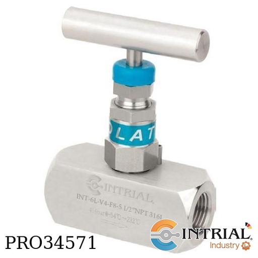 [INT-6L-V4-F16-8-1] Valvula tipo Aguja (Needle Valve), 1 NPT, 6000 psi, Acero Inox 316L