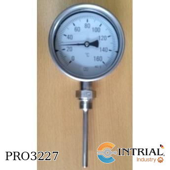 [BiTh100E,D302(0a600&amp;amp;ordm;C)] TERMOMETRO BIMETALICO, 0 a 600°C, Longitud del bulbo: 8x300mm, Conexión:1/2''NPT Inferior,