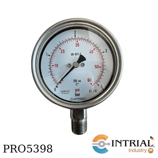 [RF100Ch-D402-0to4bar] Manometro 4'' Inf. Acero (0 a 4 bar / 0 a 58 psi)
