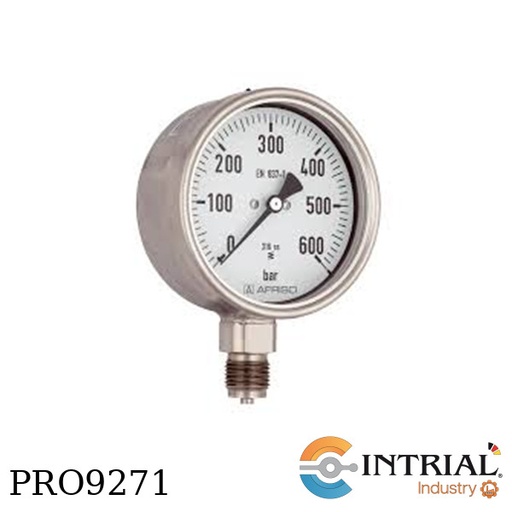 [RF100Ch,D402(0a16bar)(0a232psi)(85216402] Manometro 4" Dial, inferior, acero 1/2 npt 16bar