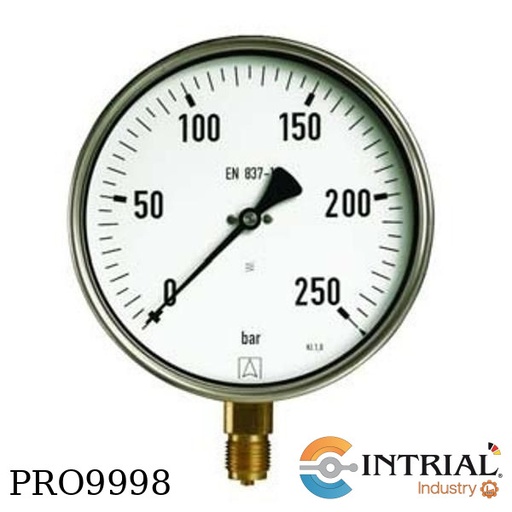 [RF100;D401(86529401)+CertifCalibMANOM] Manometro 4" Dial, inferior, bronce 1/2 npt 40bar Calibrado
