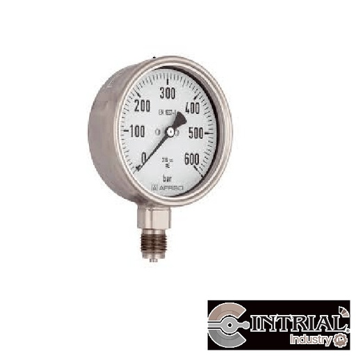 [RF100Ch,D402(86765402)+MD30(31417W)-1] Manometro 4" Dial, inferior, acero 1/2 npt 10bar