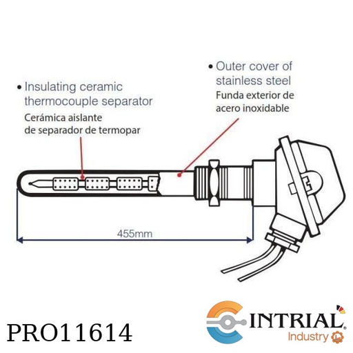[PRO11614] TERMOCUPLA K 1400C, 455 mm