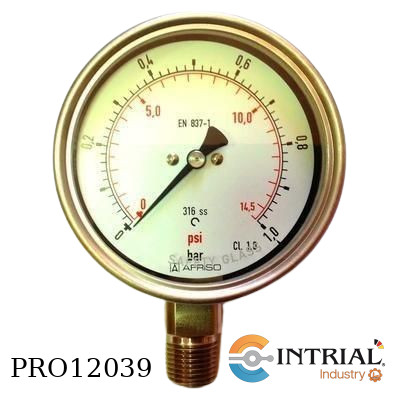 [RF100,D801(85310401)(0a1bar)] Manometro 4" Inf G 1/2 (0 a 1 bar)