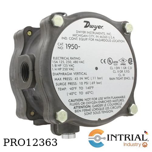 [1950-0-2F] EXPLOSION-PROOF DIFFERENTIAL PRESSURE SWITCH, 0.15 to 0.50 w.c., -40 to 140°F
