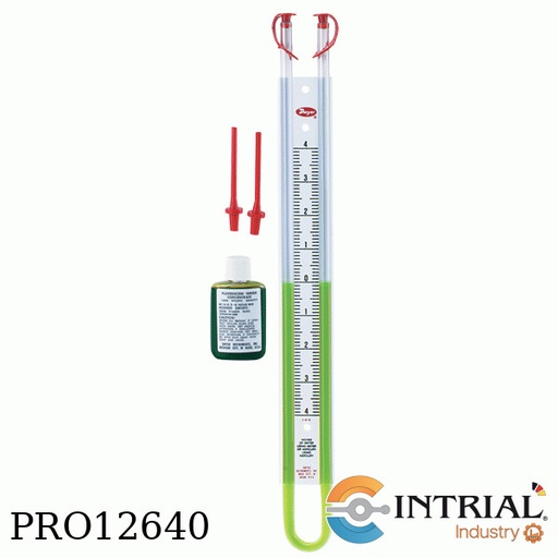 [1223-36-W/M] U-tube manometer,18-0-18" w.c., 17.3 oz (491.1 g) mercury