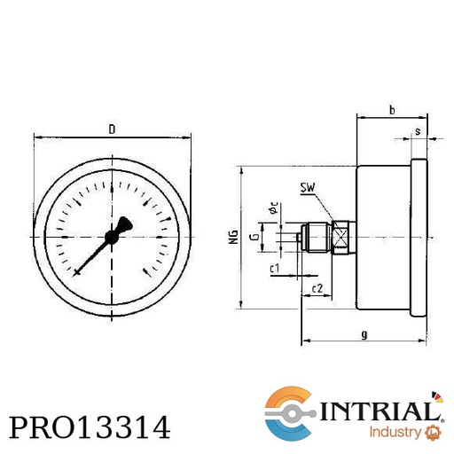 [KP100,D411(0a400mbar/psi)] Manometro  Inf. Bronce, 4'', 400 mbar