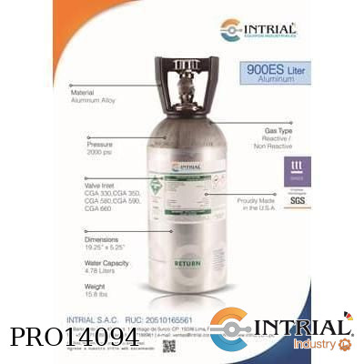 [GP-900ES-125-3000] Gas Calibración 900es Nitric Oxide (NO) 3000 PPM Balance N2